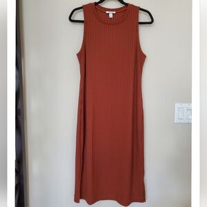 Nine West Sleeveless Terracotta Midi Dress